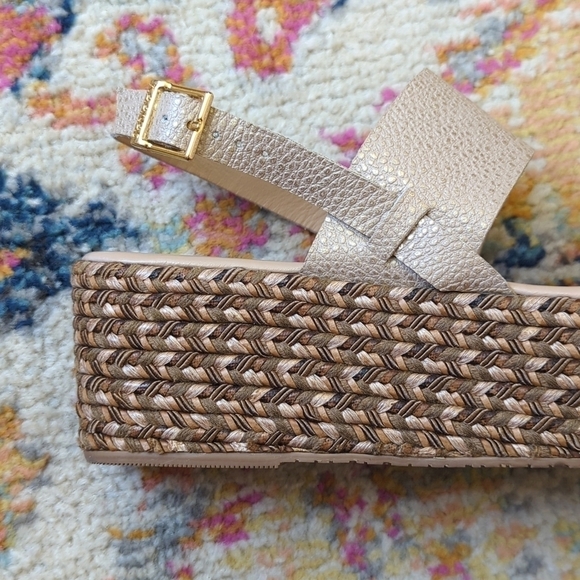 Kaanas Montpellier Leather Open Toe Sling Back Braided Espadrille Wedge Sandal 8 - Picture 9 of 16